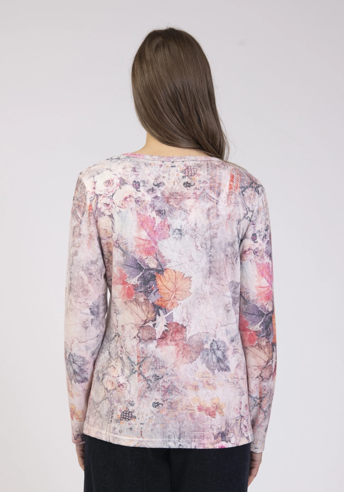 Knit Imitation Print Top - Peach
