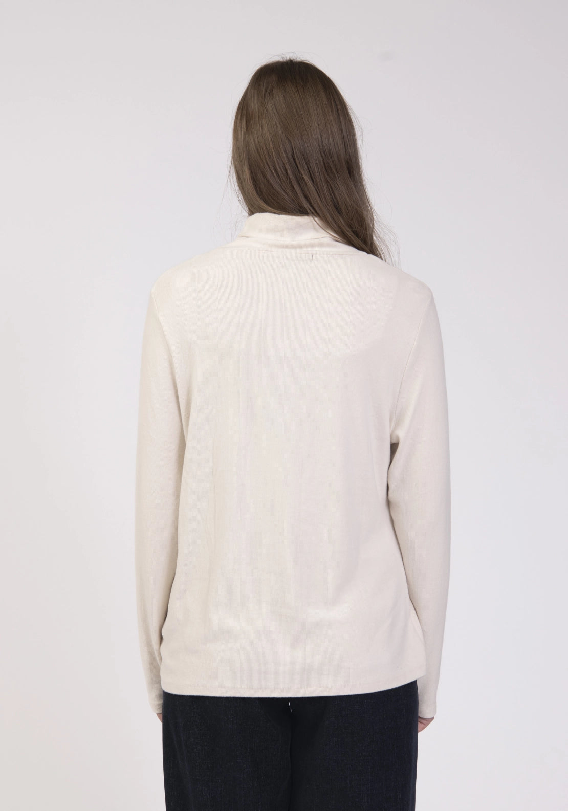 Basic Brushed Roll Neck Top - Cream