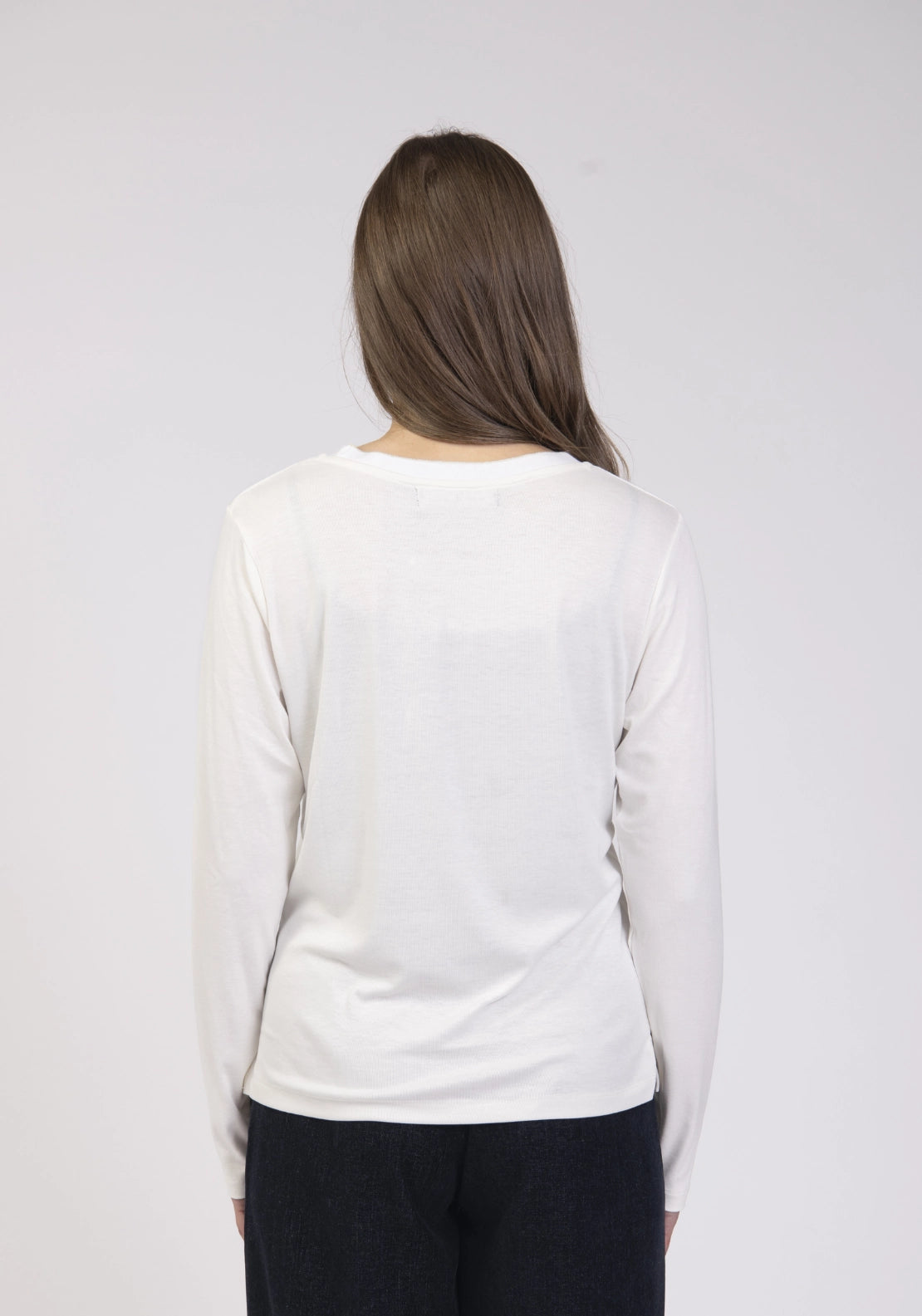 Placement Print Long Sleeve T-Shirt - Cream