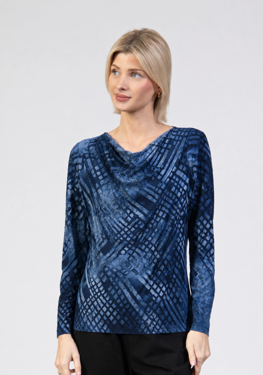 Texture Devore Top - Navy
