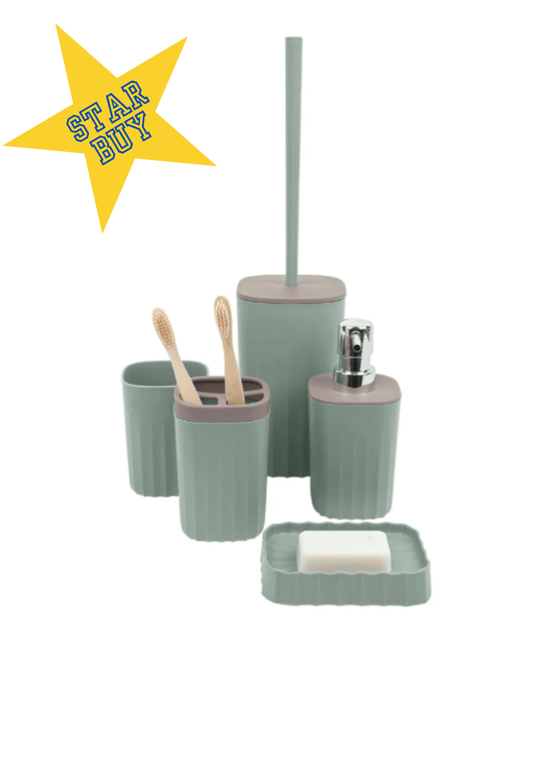 The Home Collection Bathroom Accessories Set of 5 - Green 1 Shaws Department Stores