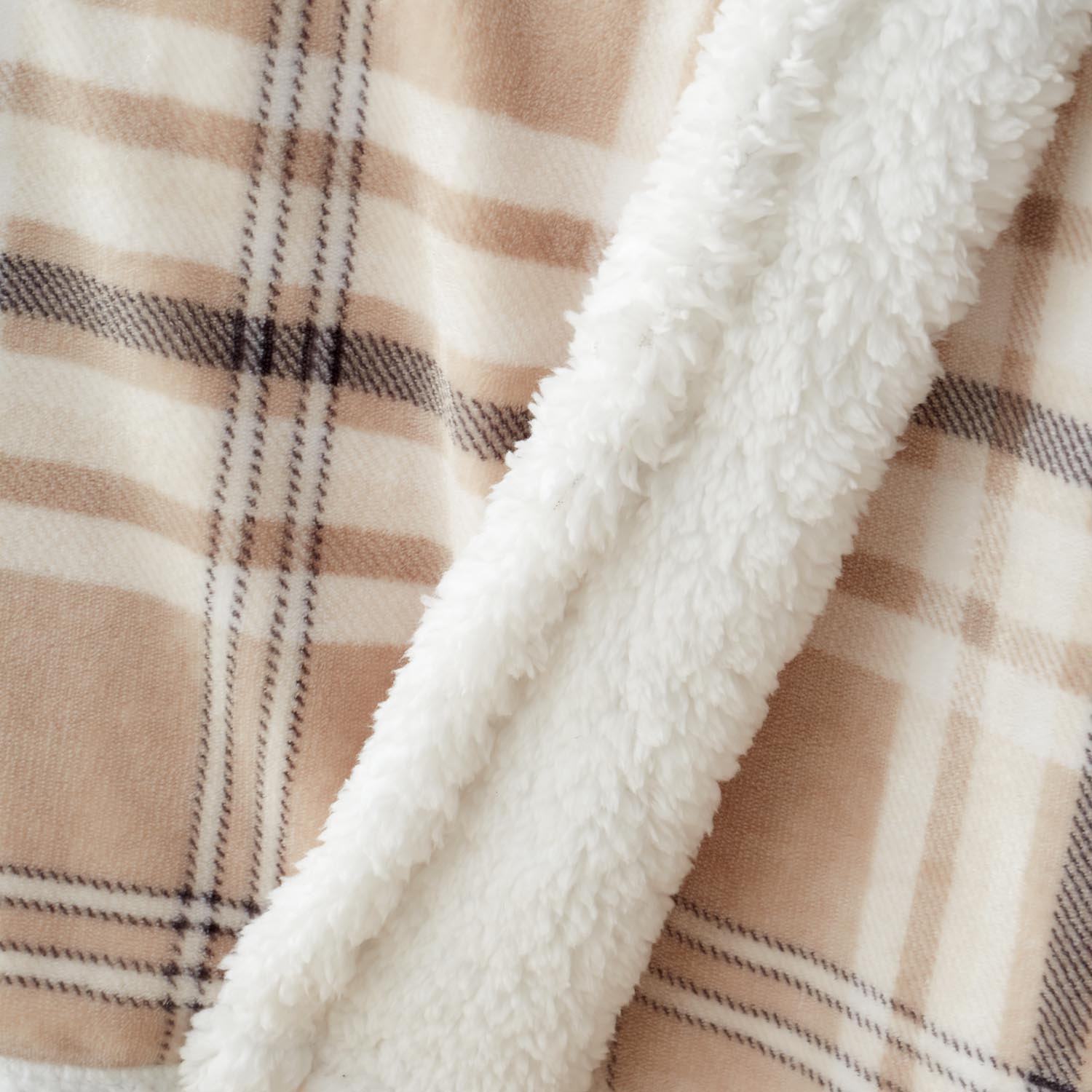 The Home Collection Soft and Cosy Check Throw - Natural 5 Shaws Department Stores