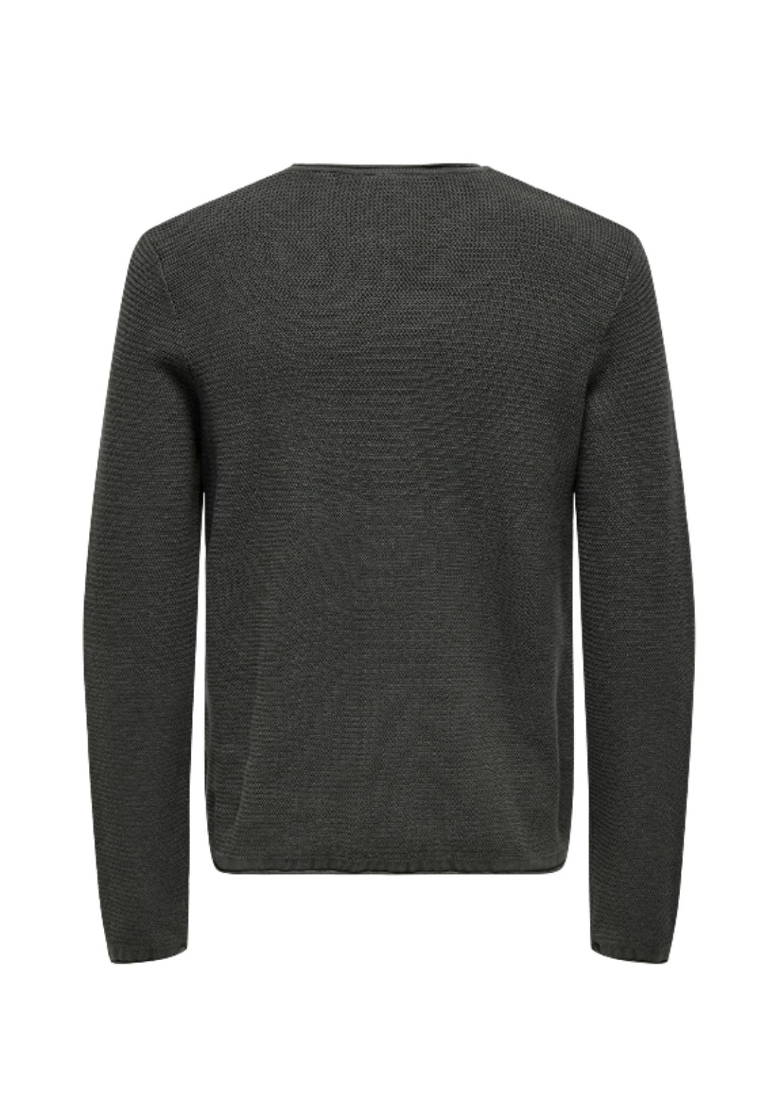 Only &amp; Sons Onseric Crew Neck Knit - Black Grey Pinstripe 5 Shaws Department Stores