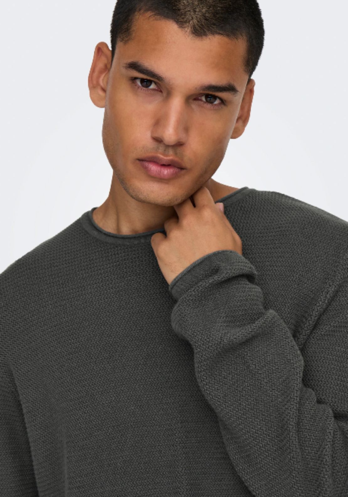 Only &amp; Sons Onseric Crew Neck Knit - Black Grey Pinstripe 3 Shaws Department Stores