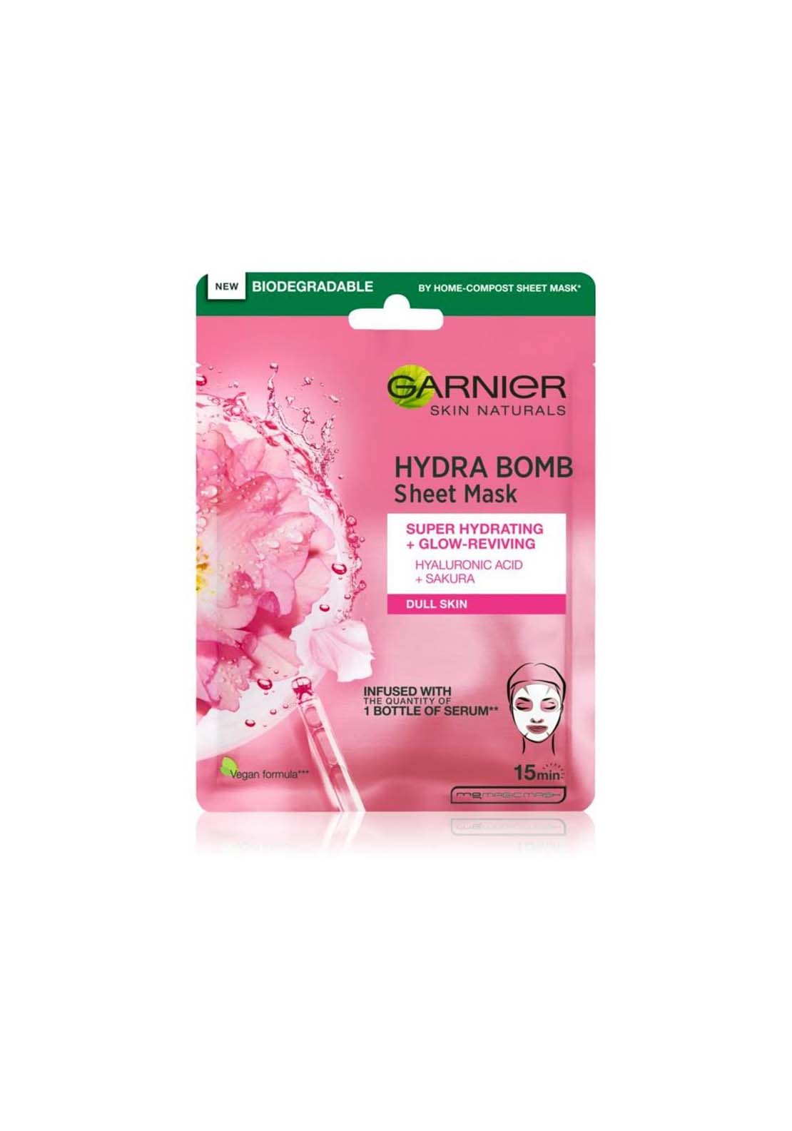 Garnier Garniermoisture Bomb Sakura Hydrating And Glow Reviving Sheet Mask 1 Shaws Department Stores