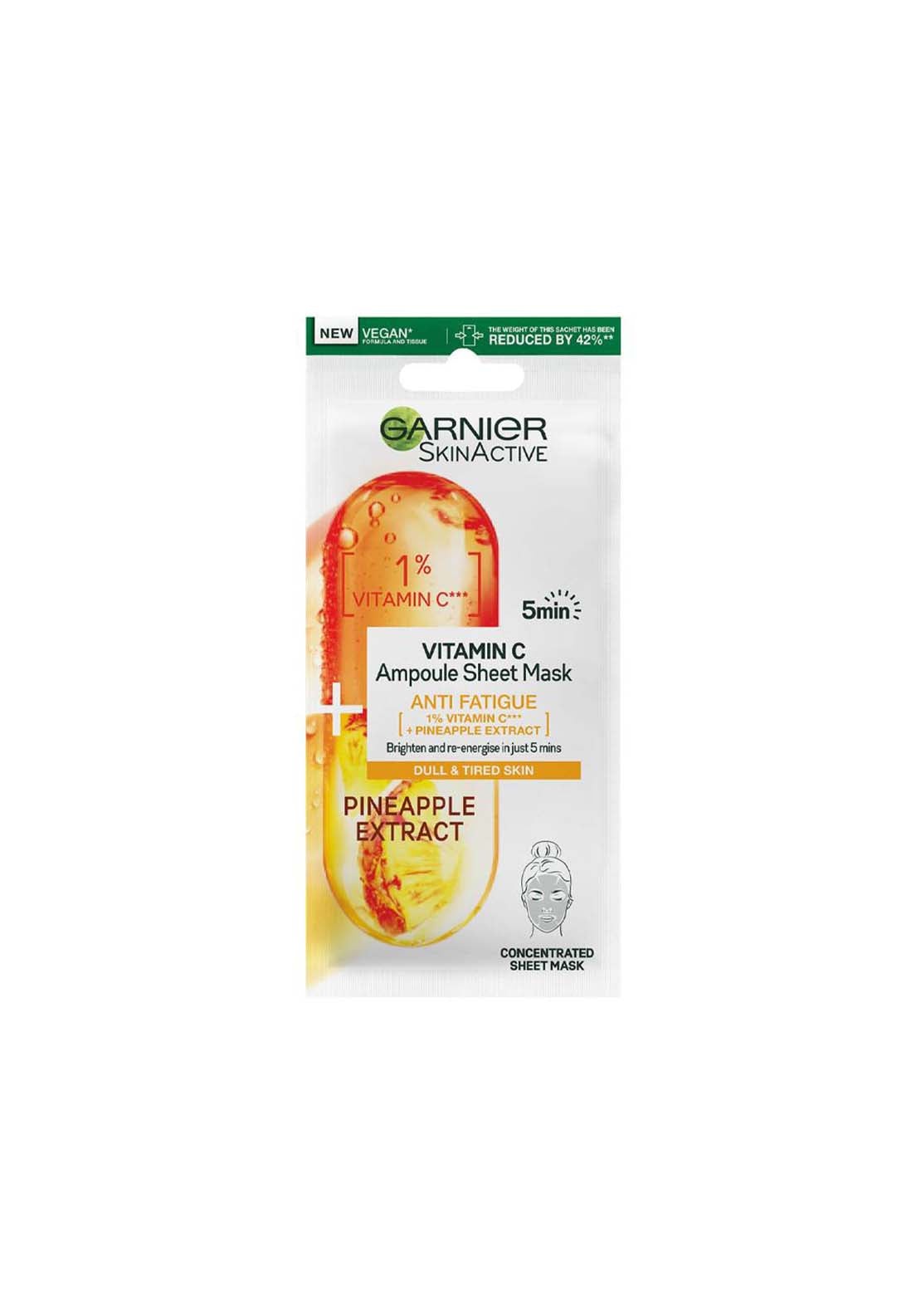 Garnier Skinactive Vitamin C Ampoule Sheet Mask Pineapple 15g 1 Shaws Department Stores