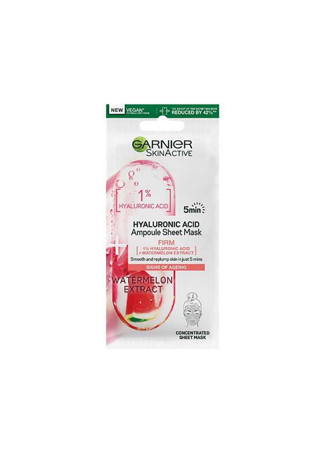 Garnier Skinactive Hyaluronic Acid Ampoule Sheet Mask Watermelon 15g 1 Shaws Department Stores