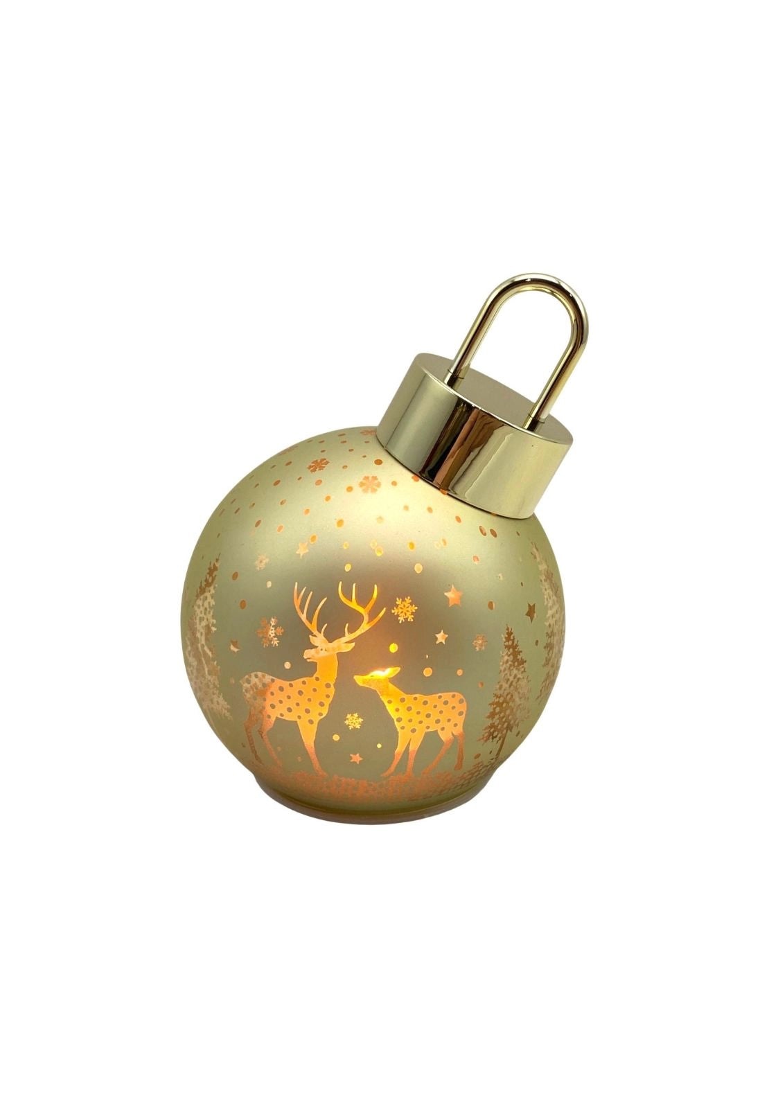 LED Reindeer Bauble - Gold
