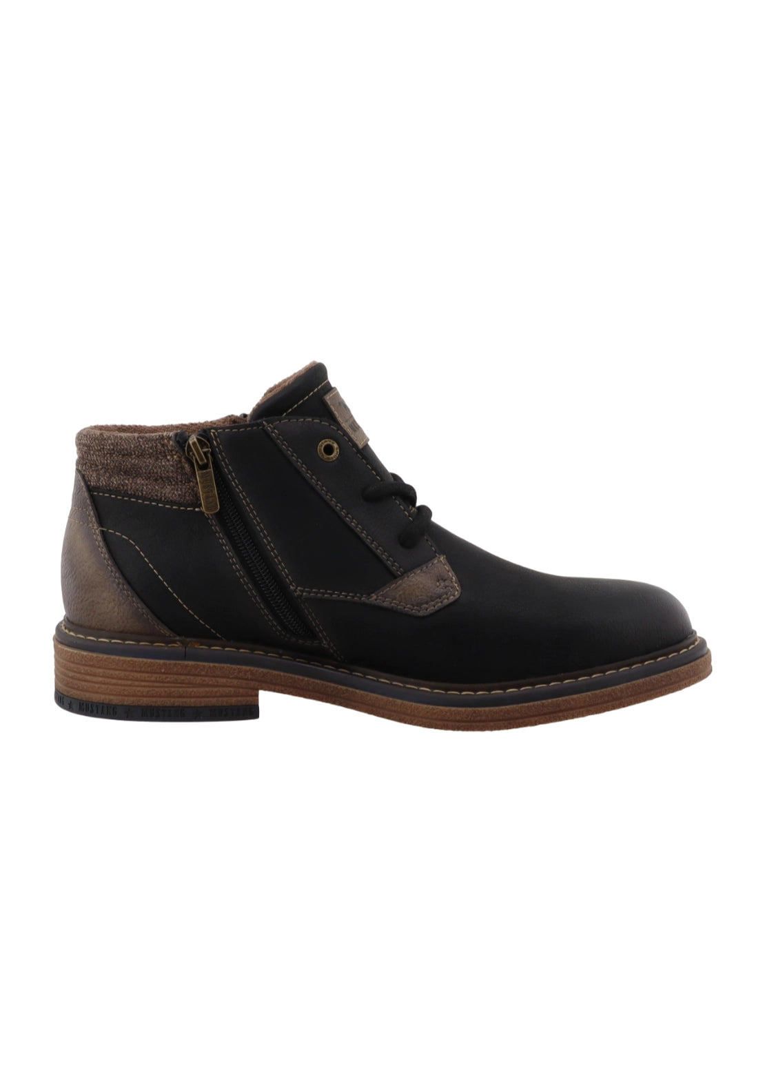 Side Zip Fabric Heel Boot - Black