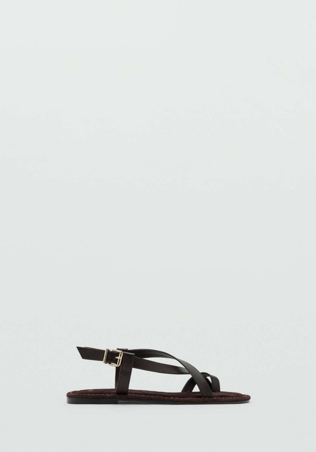 Cross-Strap Leather Sandals - Brown