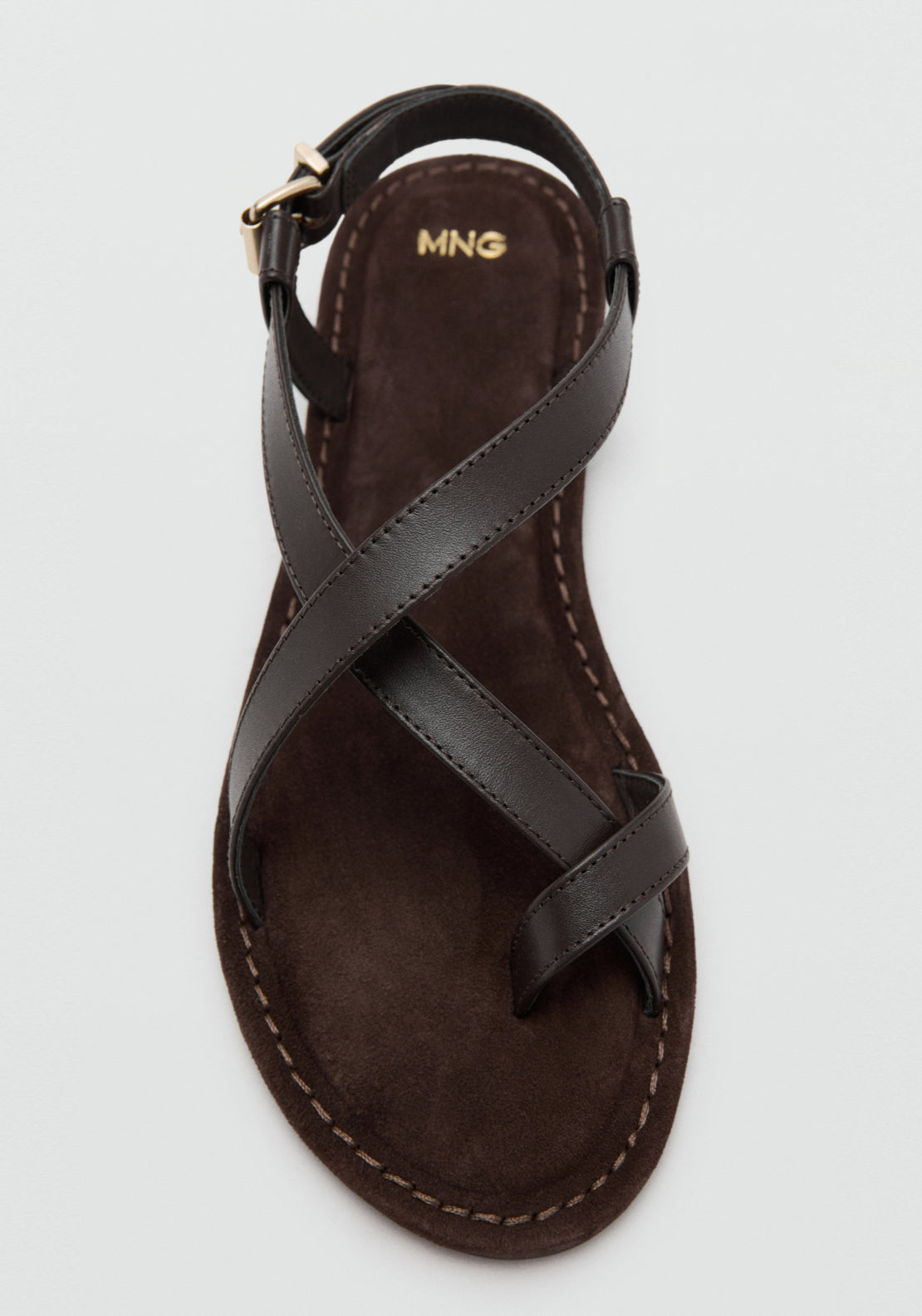 Cross-Strap Leather Sandals - Brown