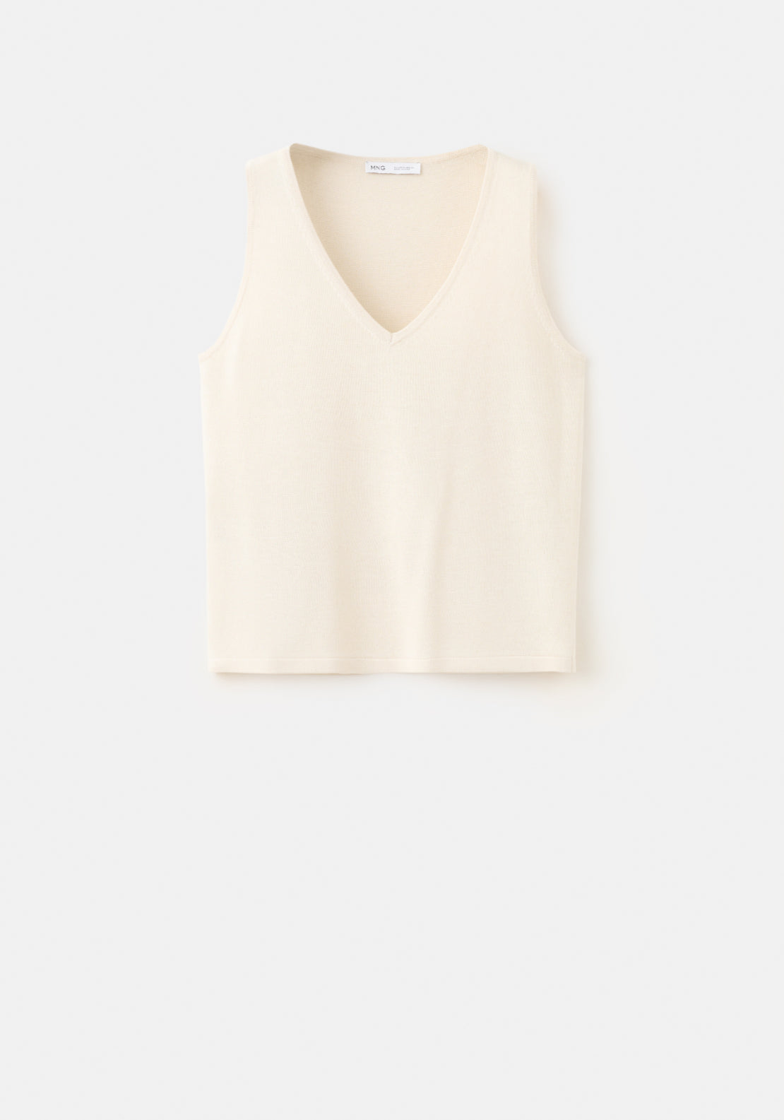 V-Neck Knit Top - Beige