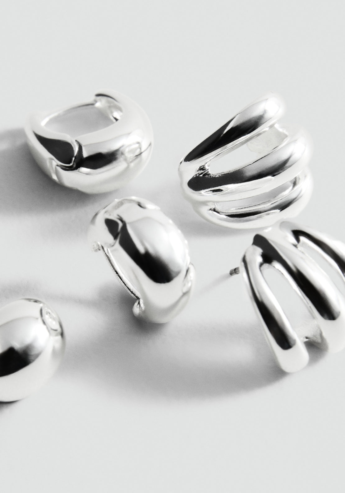 Combined Earrings Set Of 3 - Silver