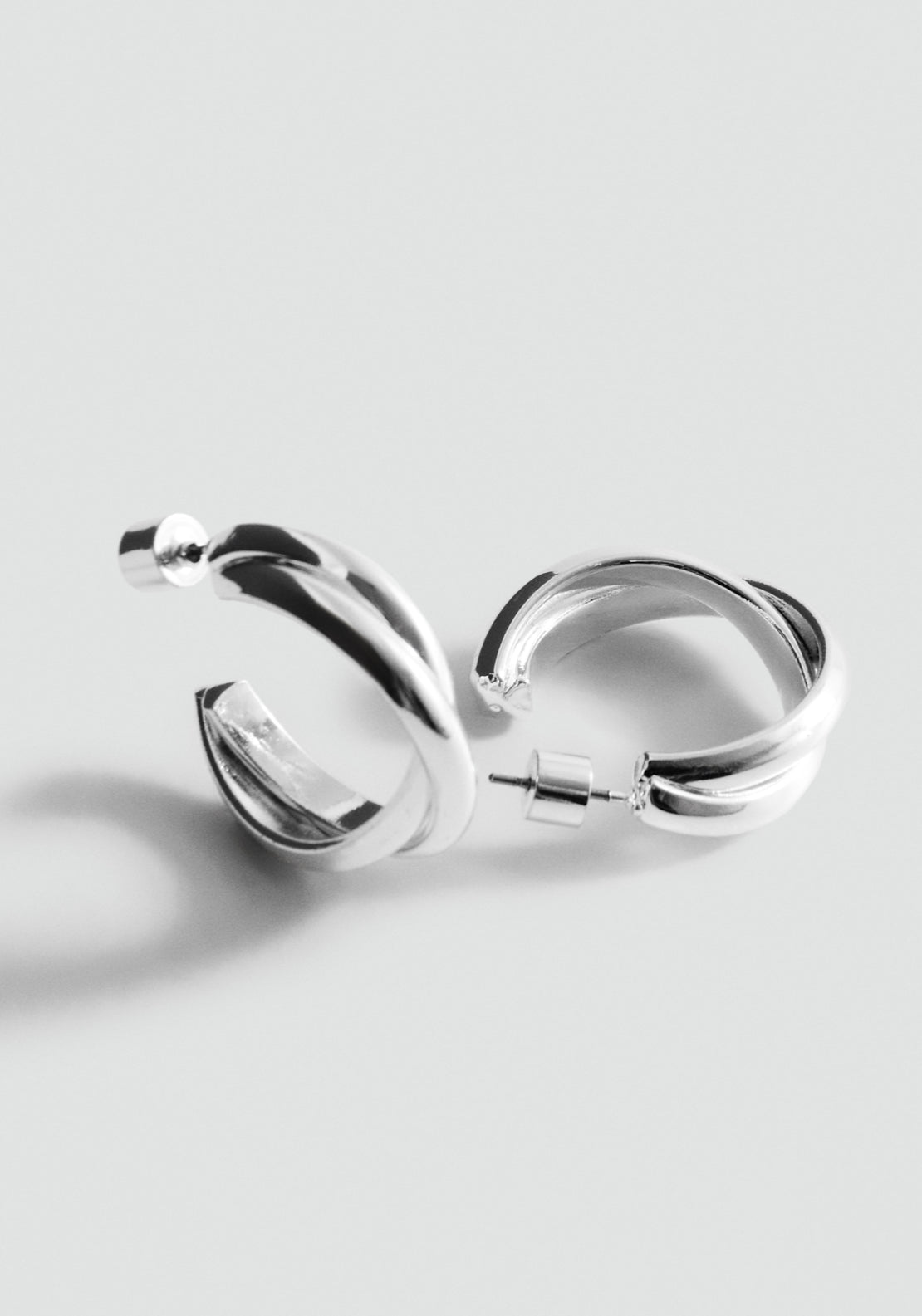 Interlinked Hoop Earrings - Silver
