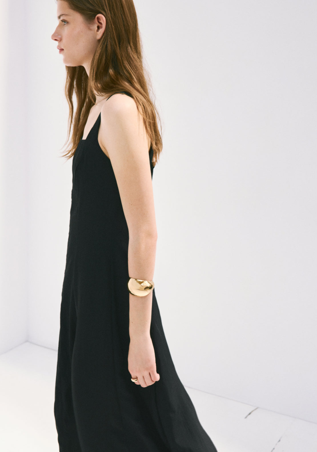 A-Line Crinkle Effect Dress - Black