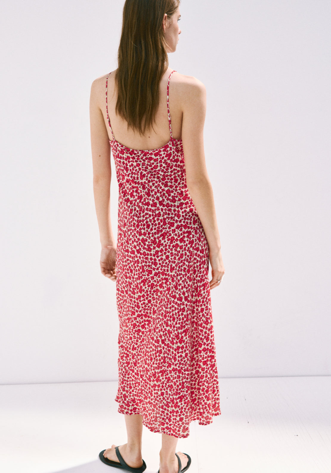 V-Neck Floral Print Dress - Red