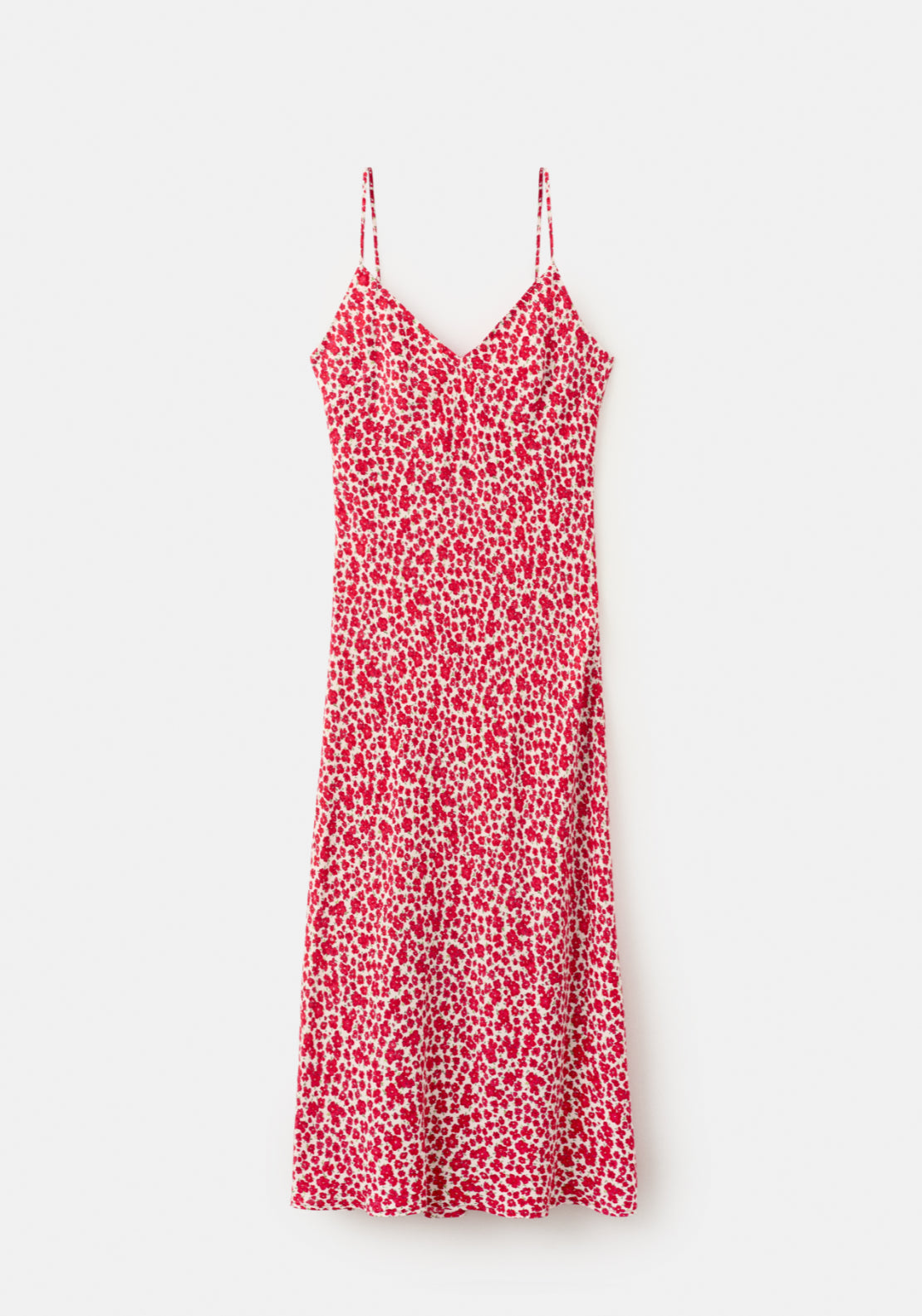 V-Neck Floral Print Dress - Red