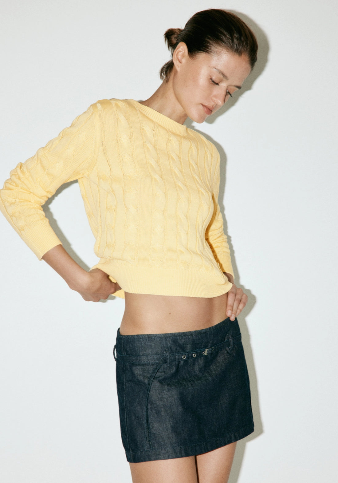 Cable Knit Sweater - Yellow