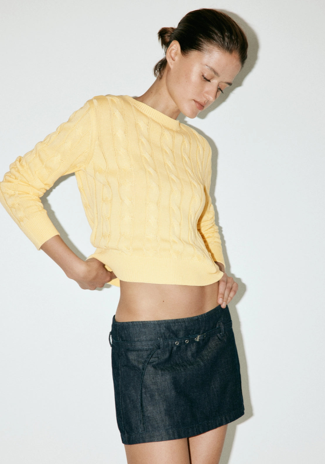 Cable Knit Sweater - Yellow
