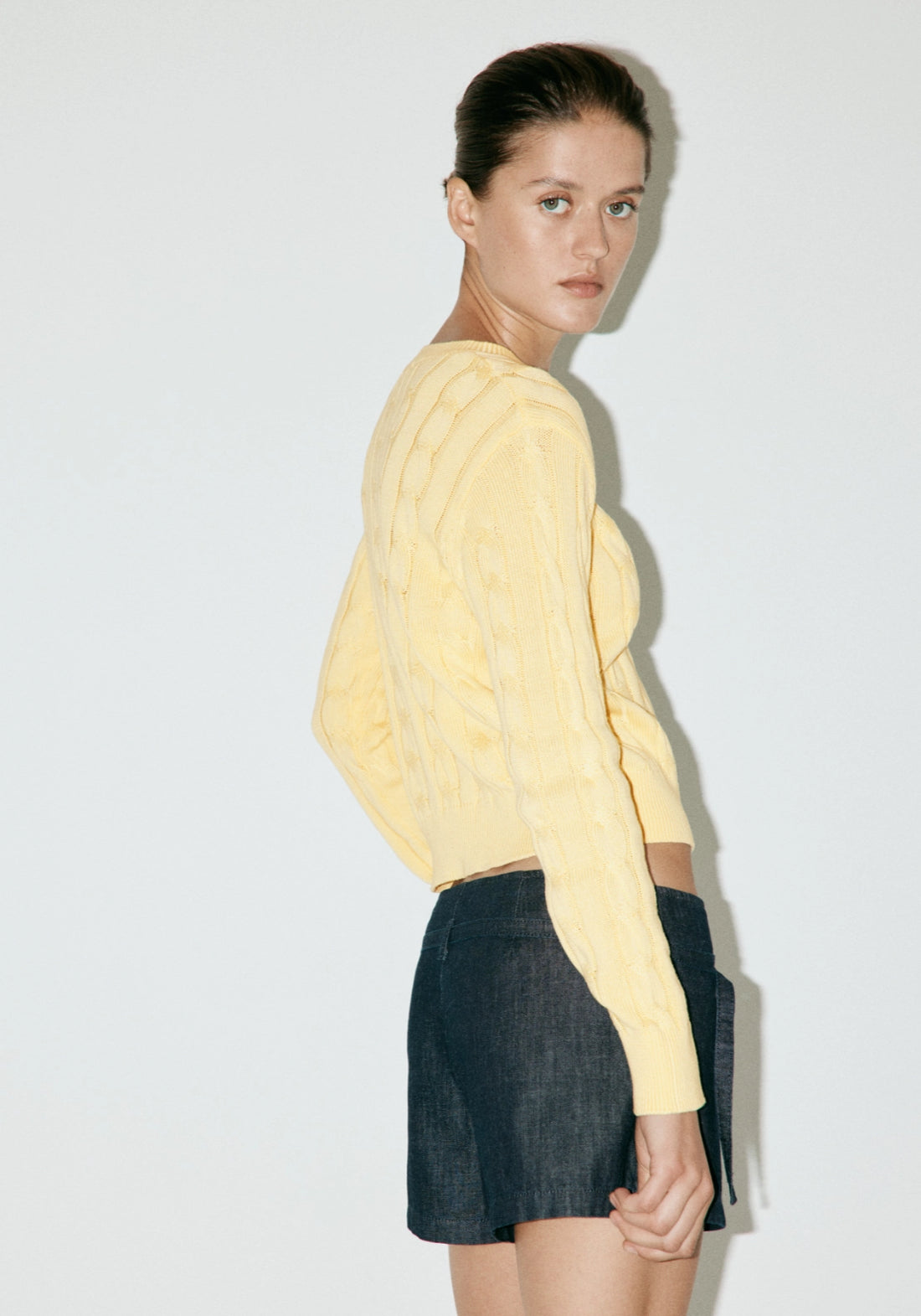 Cable Knit Sweater - Yellow