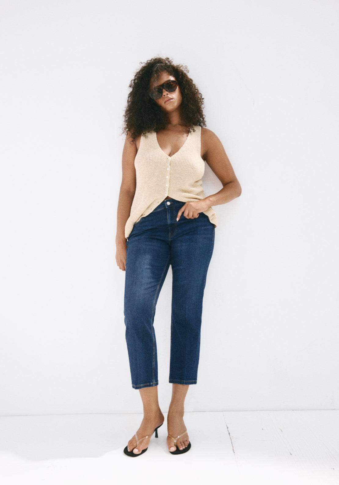 Sienna Flared Cropped Jeans - Denim Blue