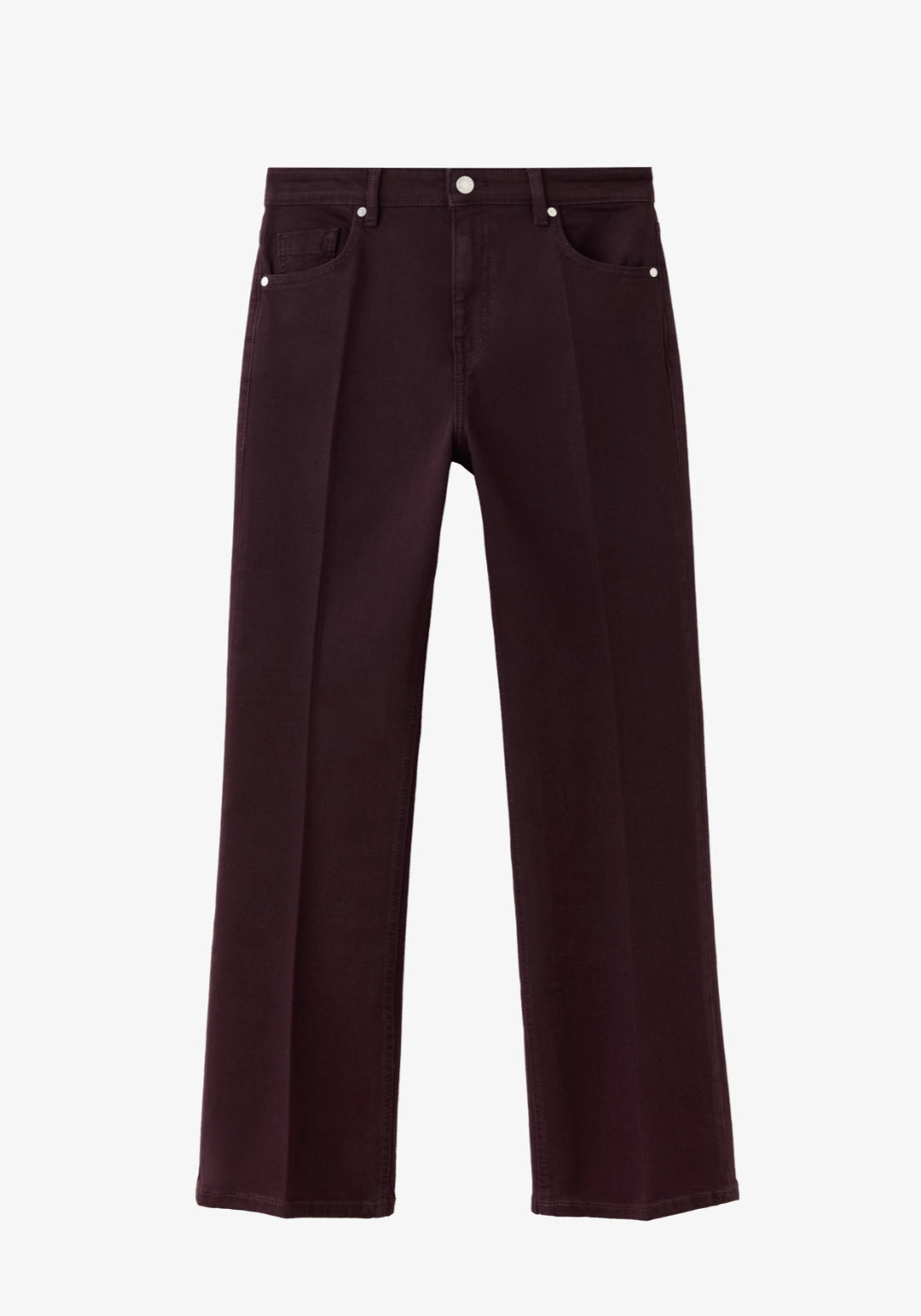 Sienna Cropped Flared Jeans - Burgundy