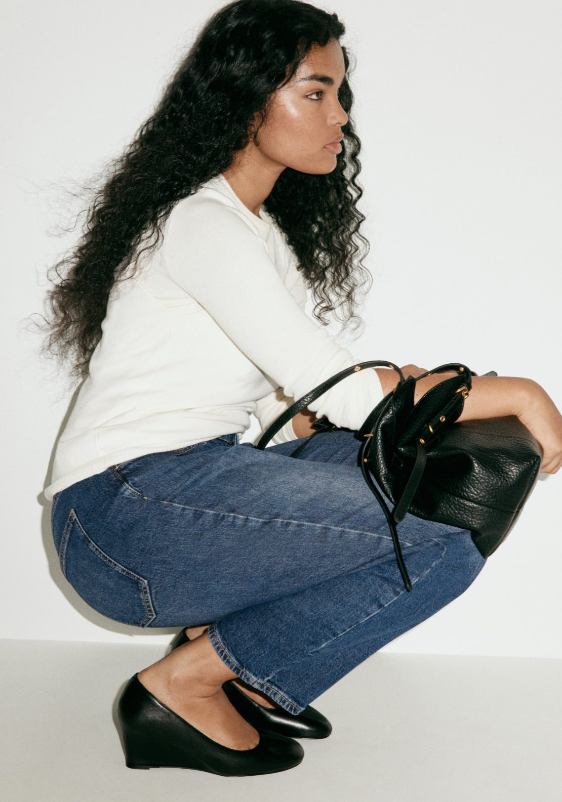 Mango Newmom Crop Comfort High Rise Jeans - Denim Blue 3 Shaws Department Stores