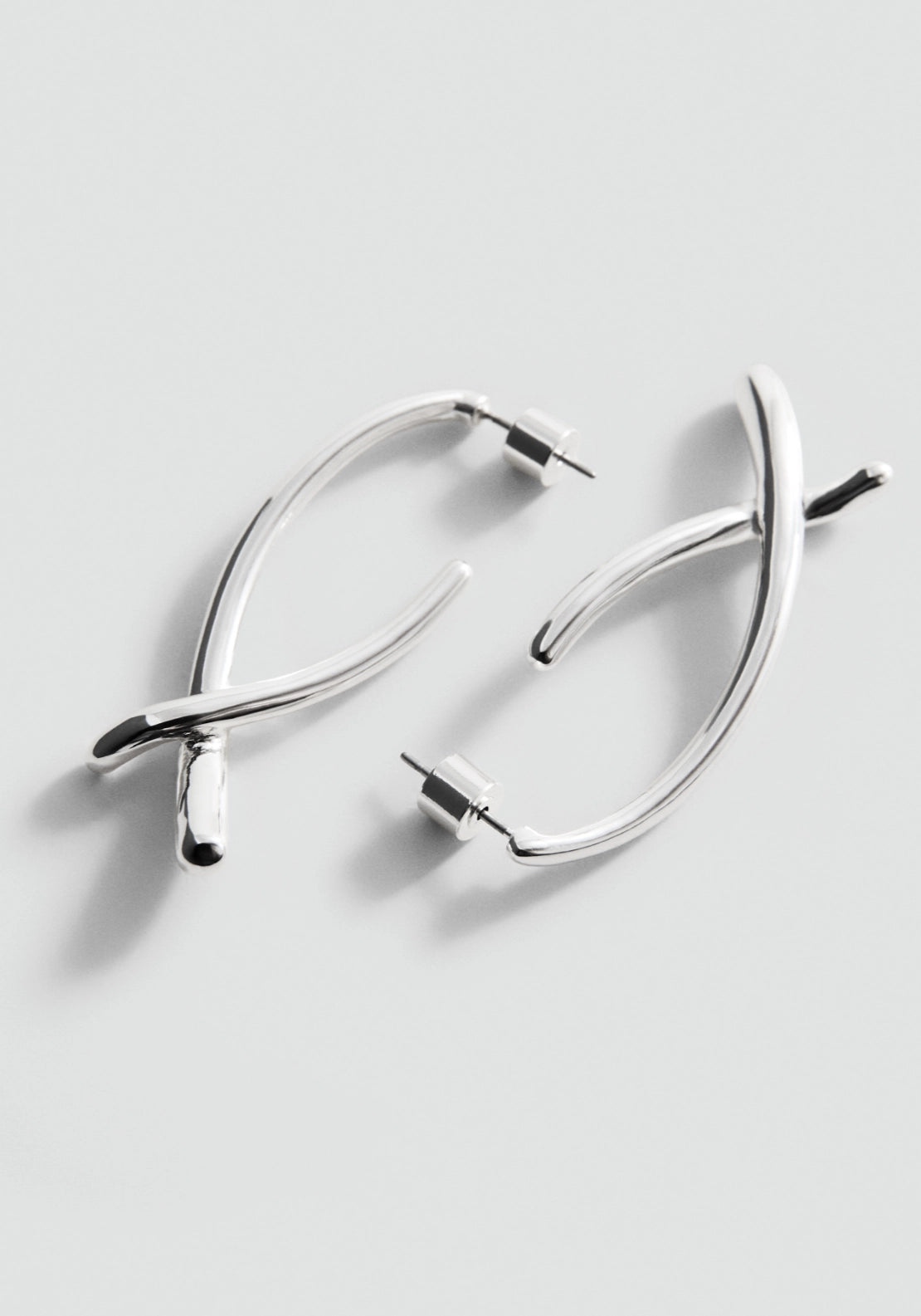 Irregular Textured Earrings - Silver