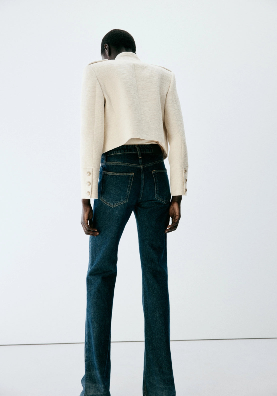 Tweed Jacket With Decorative Toggles - Cream
