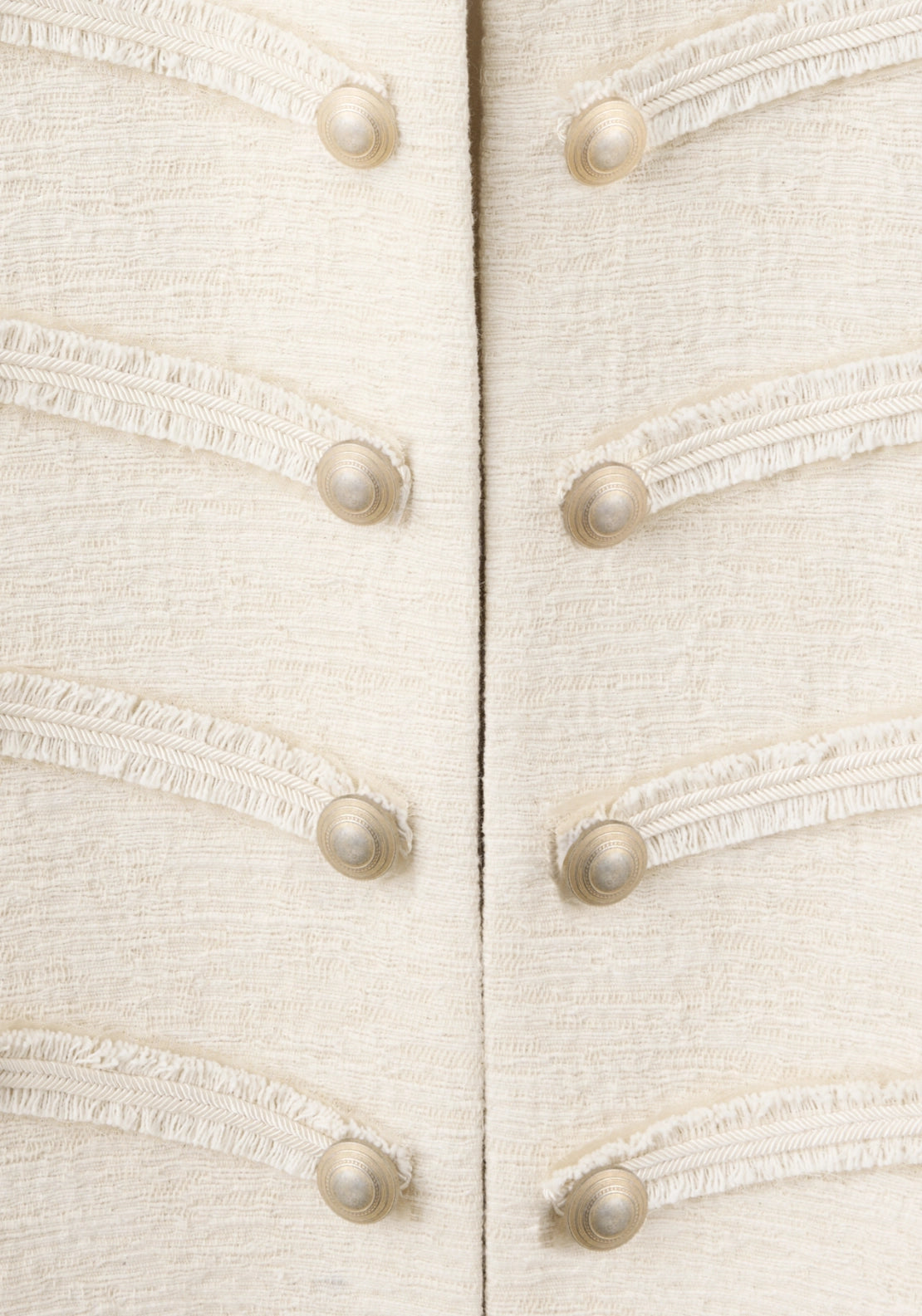 Tweed Jacket With Decorative Toggles - Cream