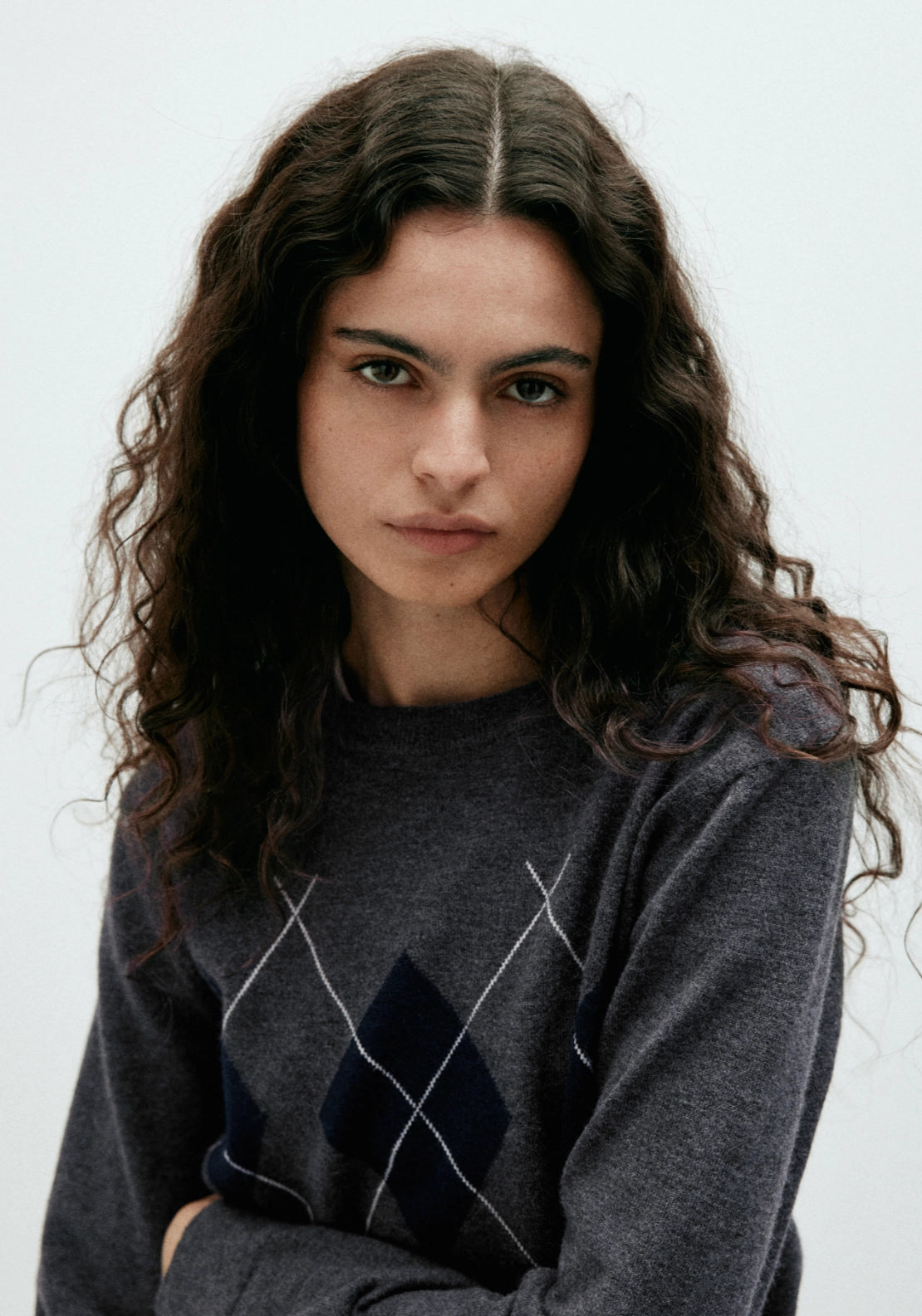 Argyle Knit Sweater - Grey