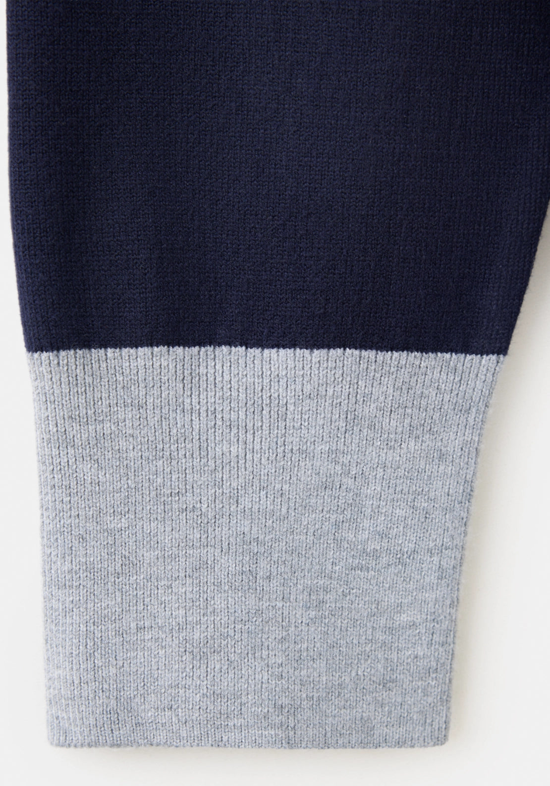 Striped Polo-Neck Sweater - Grey