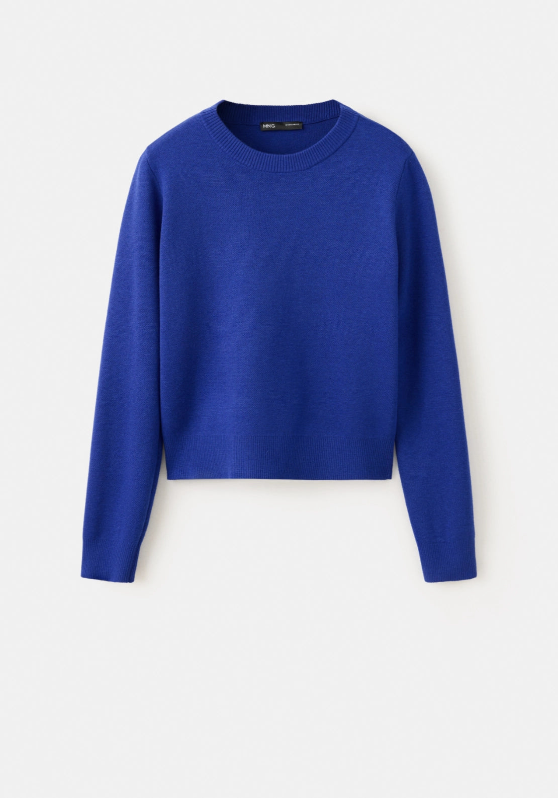 Fine Knit Crew Neck Sweater - Blue