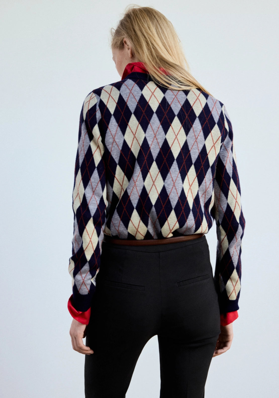 Fine Knit Crew Neck Sweater - Blue