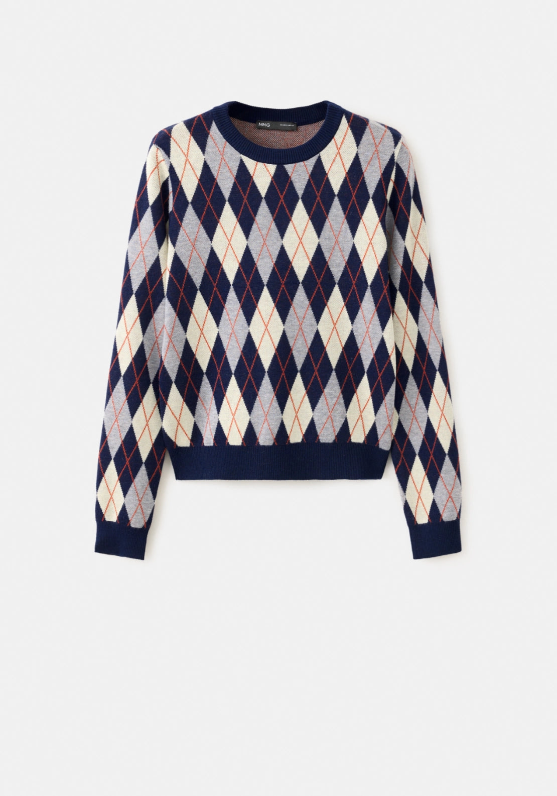 Fine Knit Crew Neck Sweater - Blue