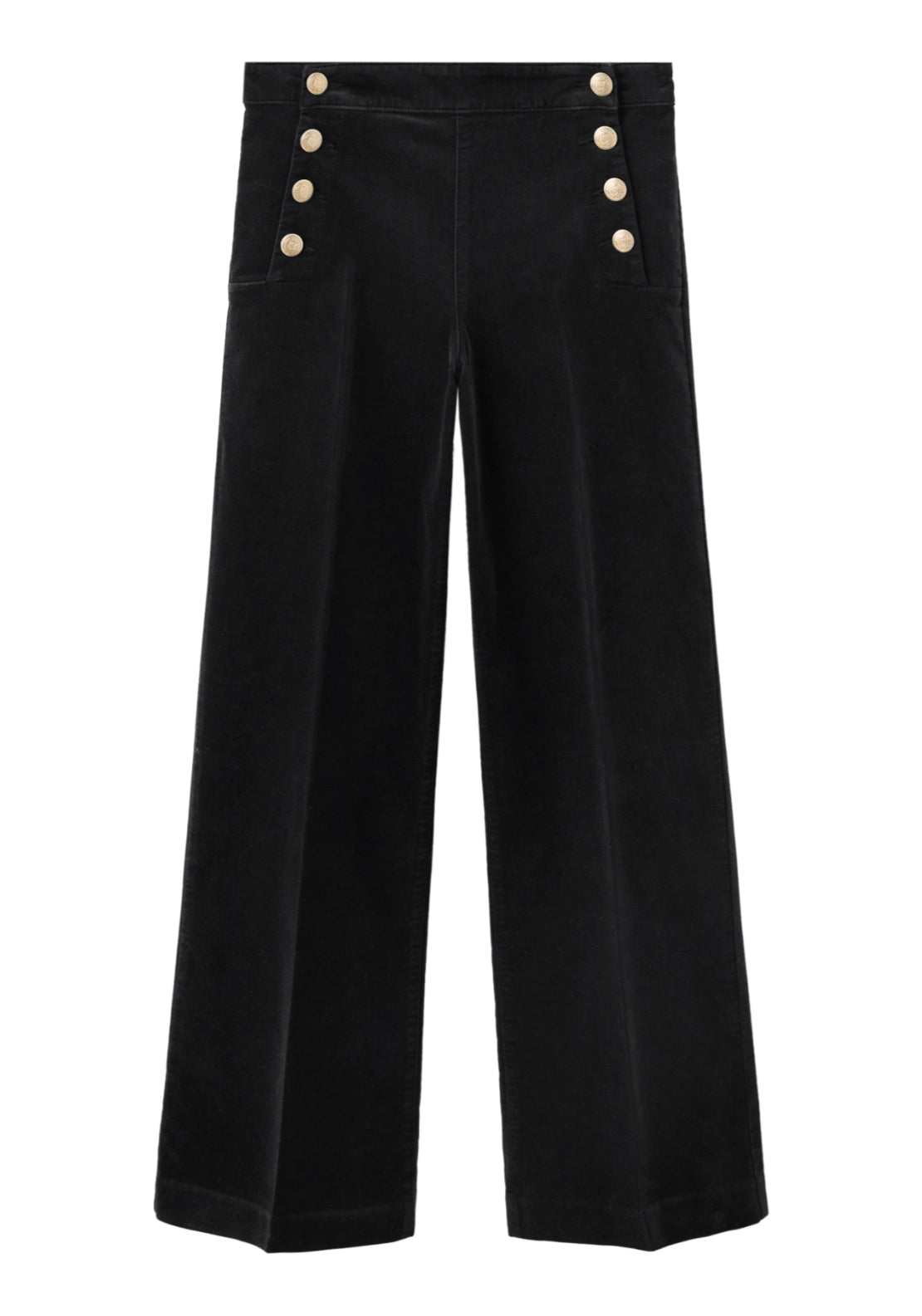 Wideleg Jeans With Side Buttons - Denim Grey