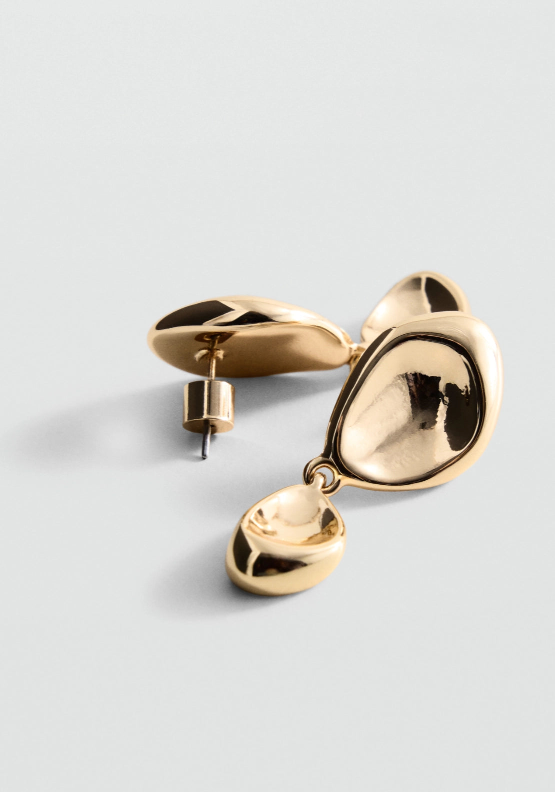 Textured Embossed Pendant Earrings - Gold