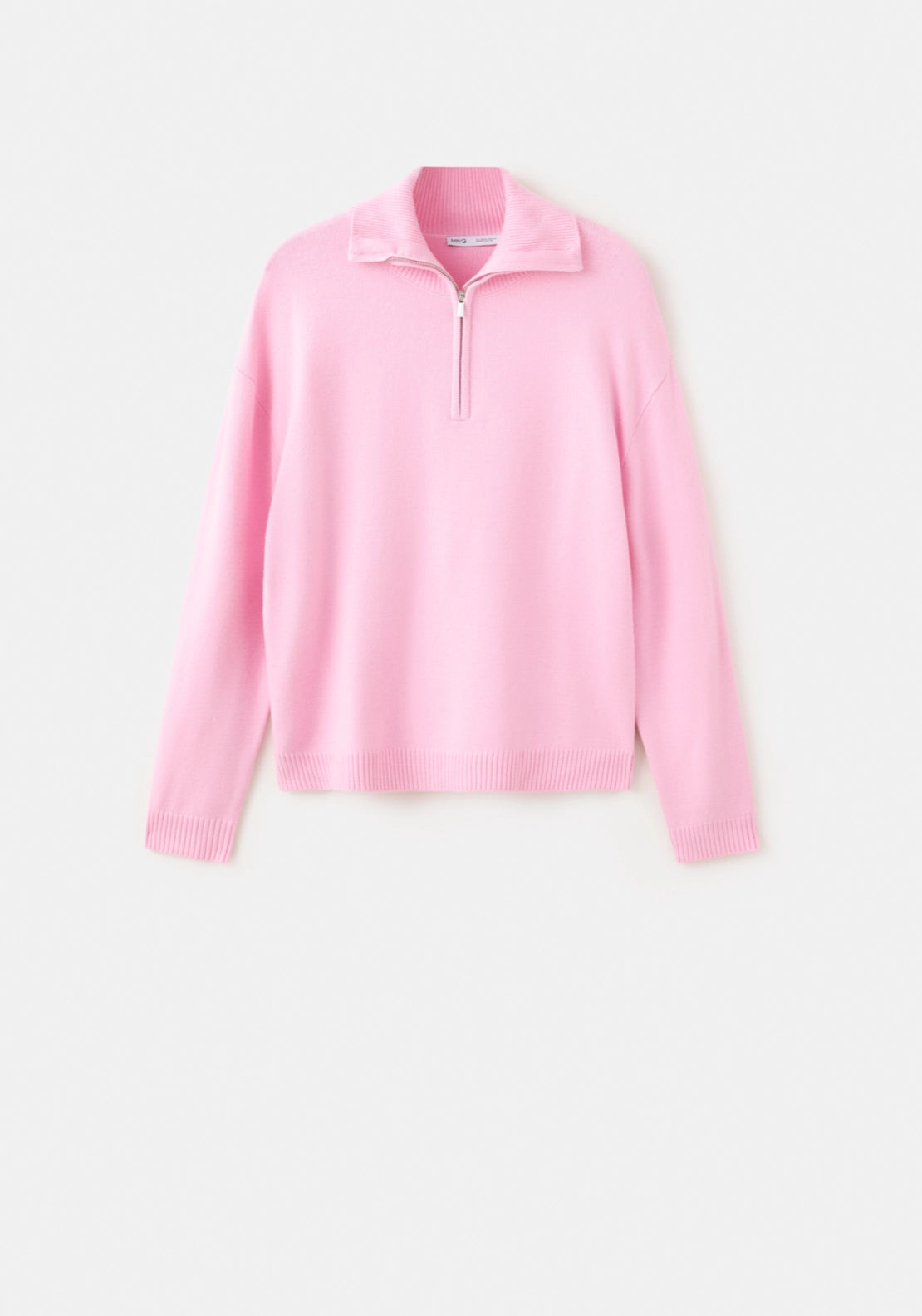 Zip Neck Knit Sweater - Pink