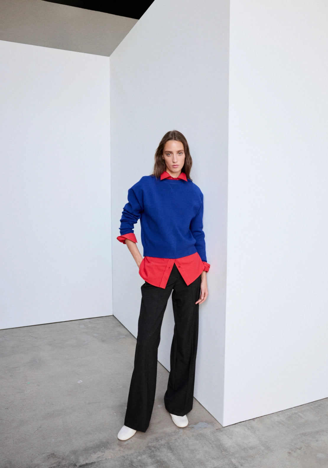 Knit Crew Neck Sweater - Blue