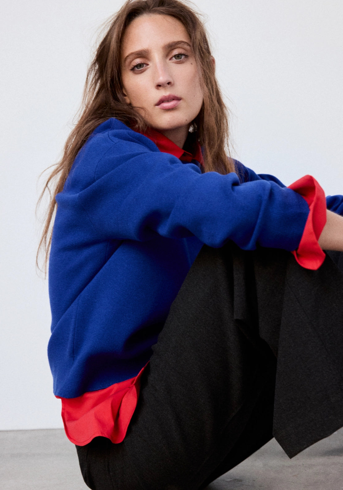 Knit Crew Neck Sweater - Blue
