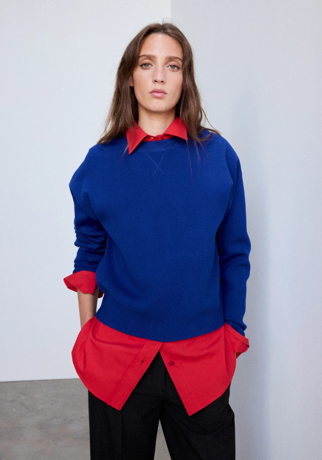 Knit Crew Neck Sweater - Blue