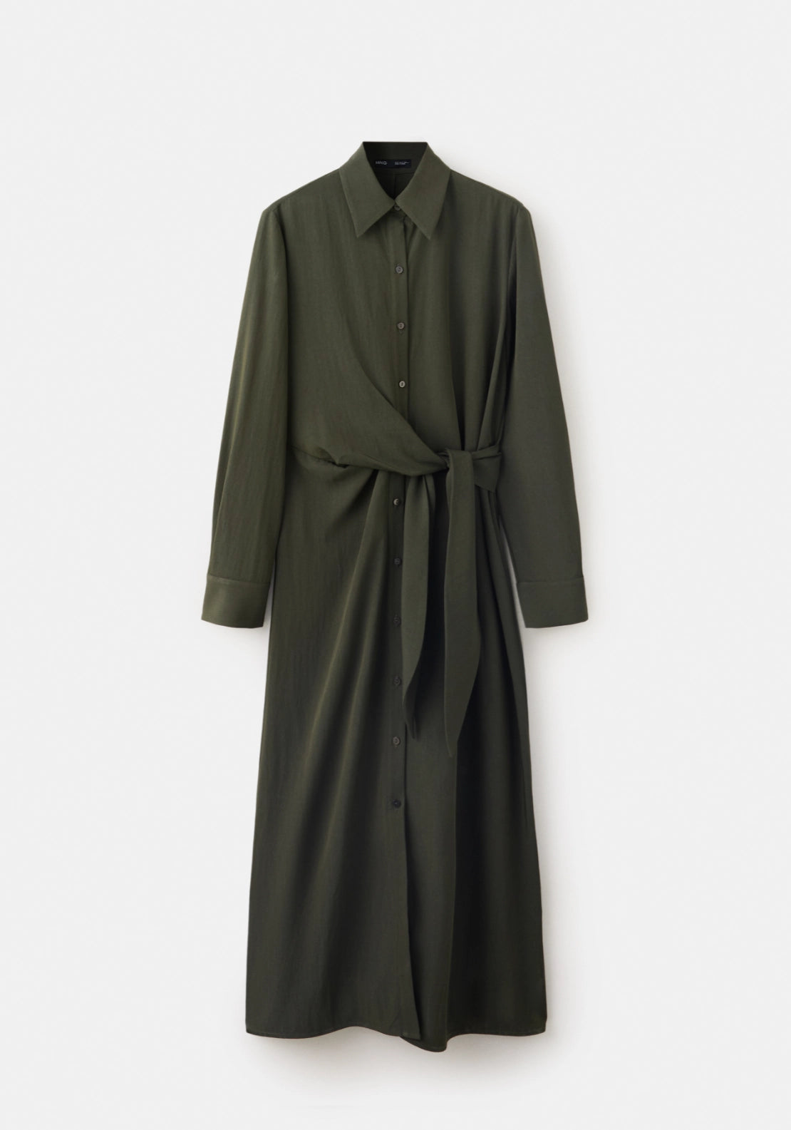 Long Sleeve Shirt Dress - Green