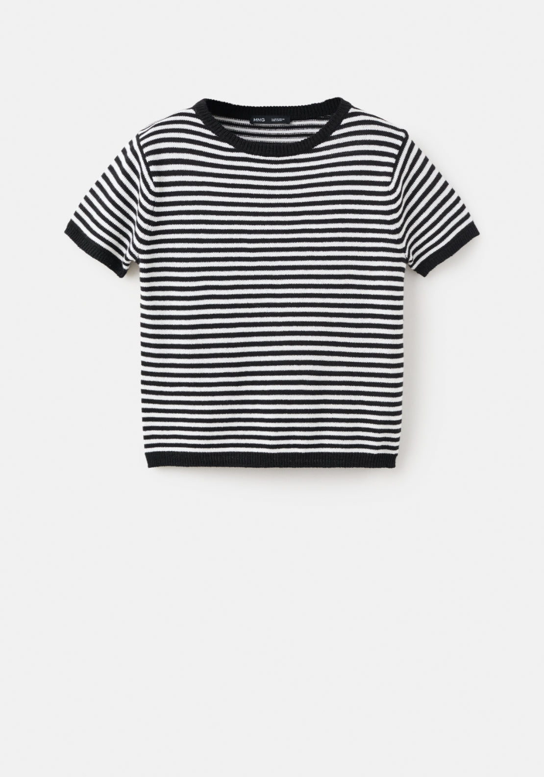 Striped Short Sleeved Sweater - Black