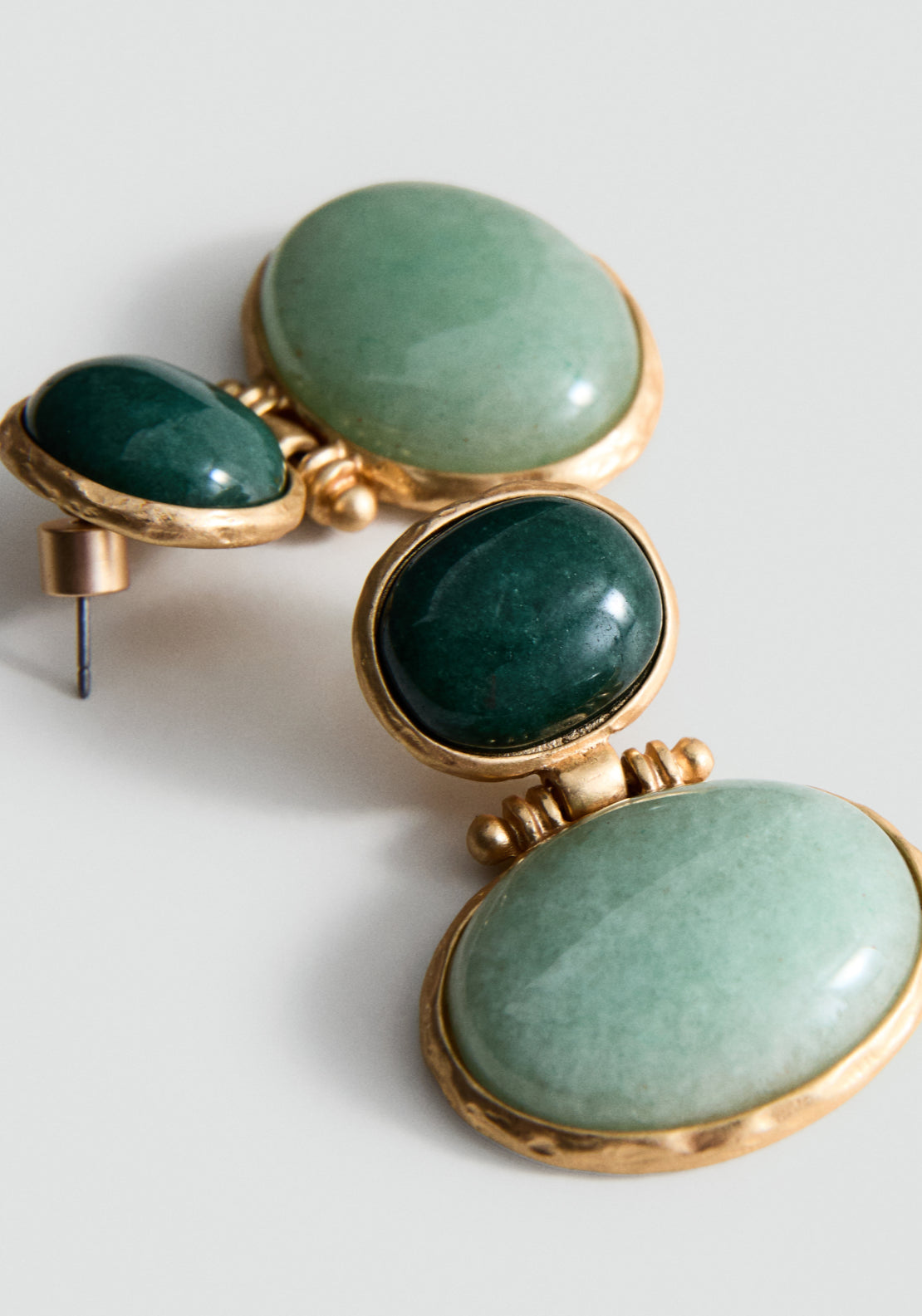Stone Hanging Earrings - Gold