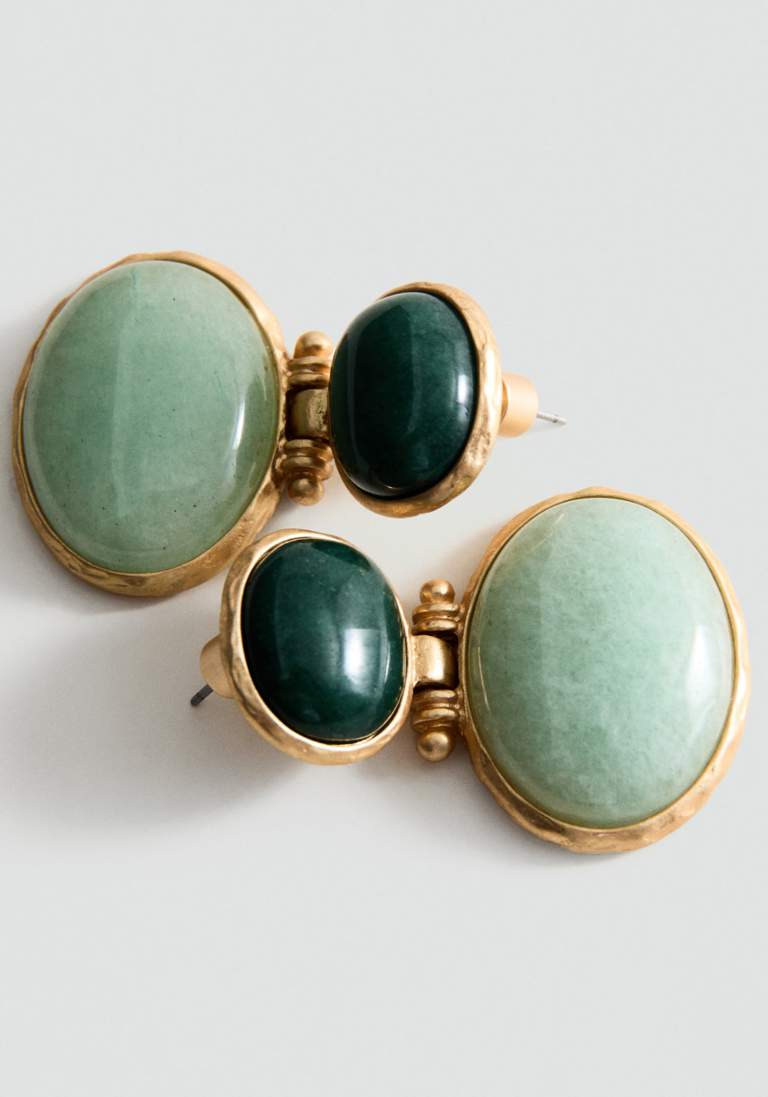 Stone Hanging Earrings - Gold