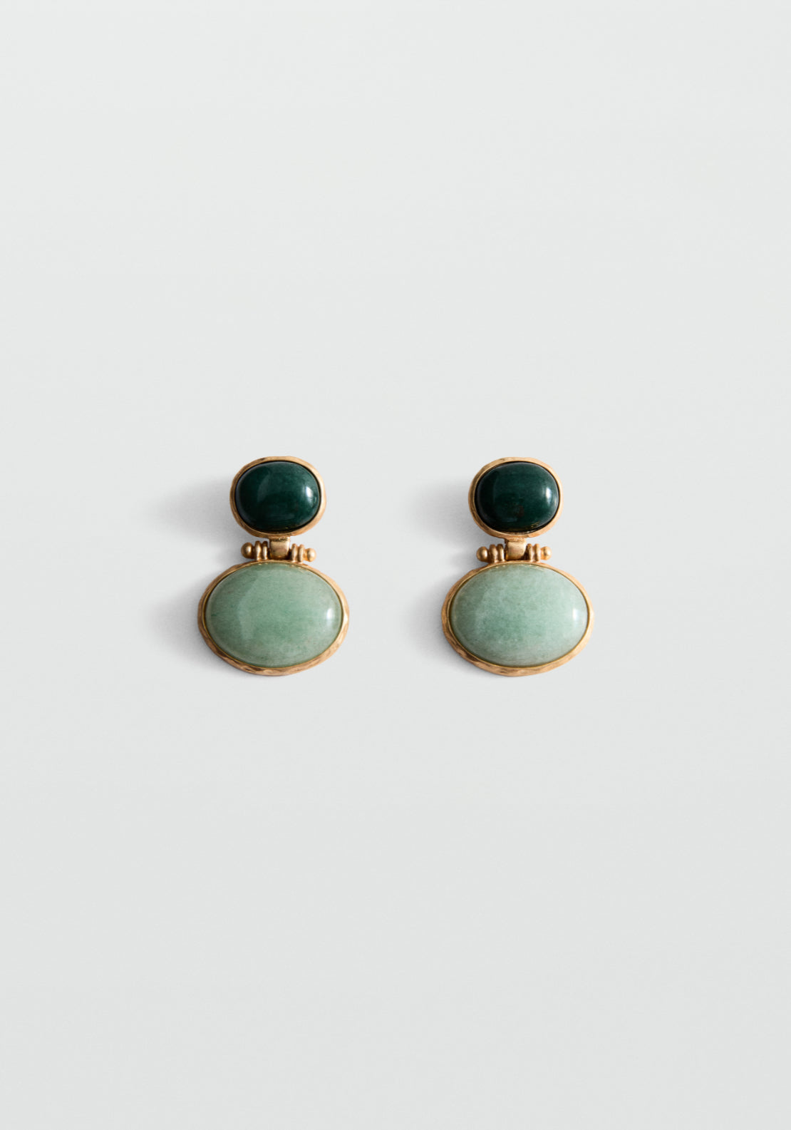 Stone Hanging Earrings - Gold