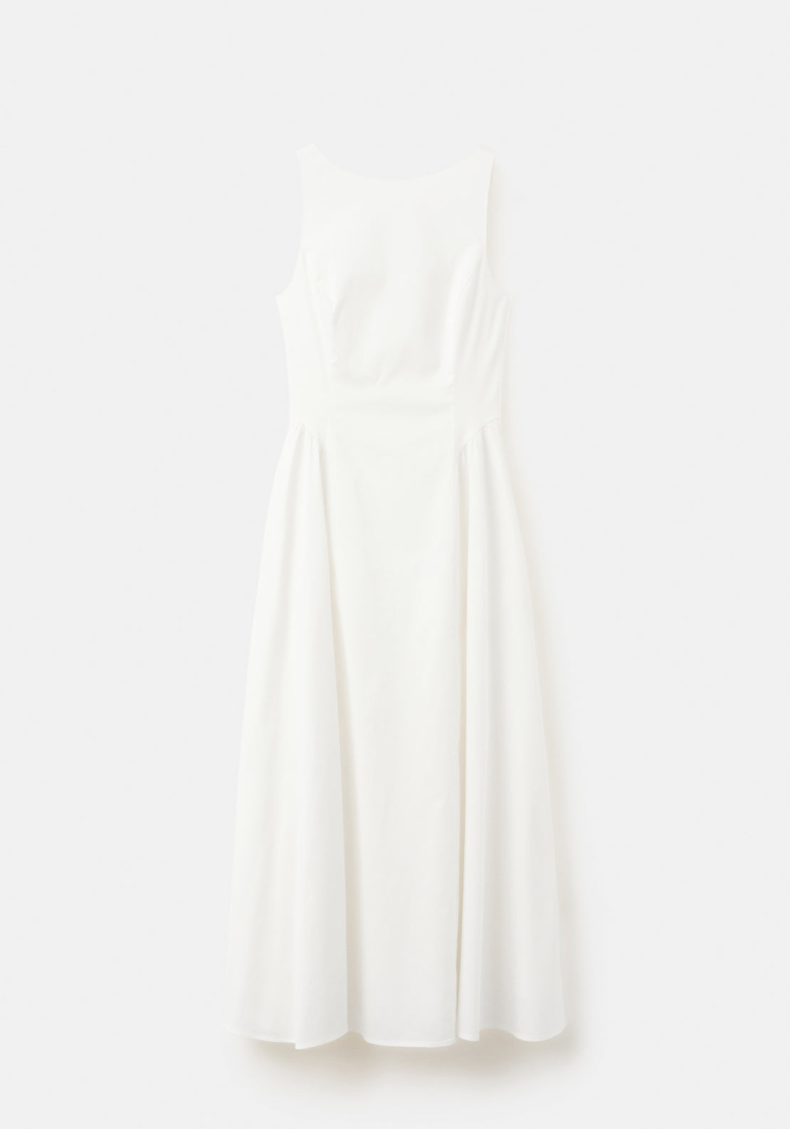 Boat Neck Ruched Dress - White