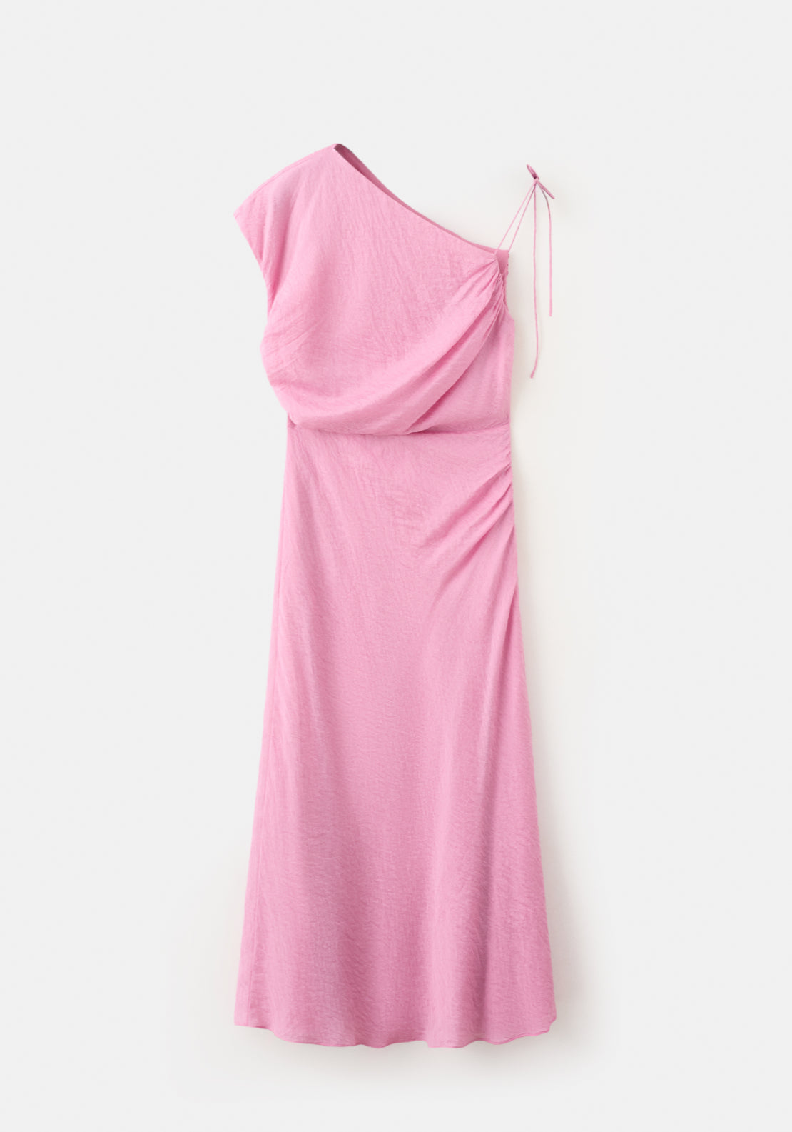 Asymmetrical Dress With Tie Detail - Pink