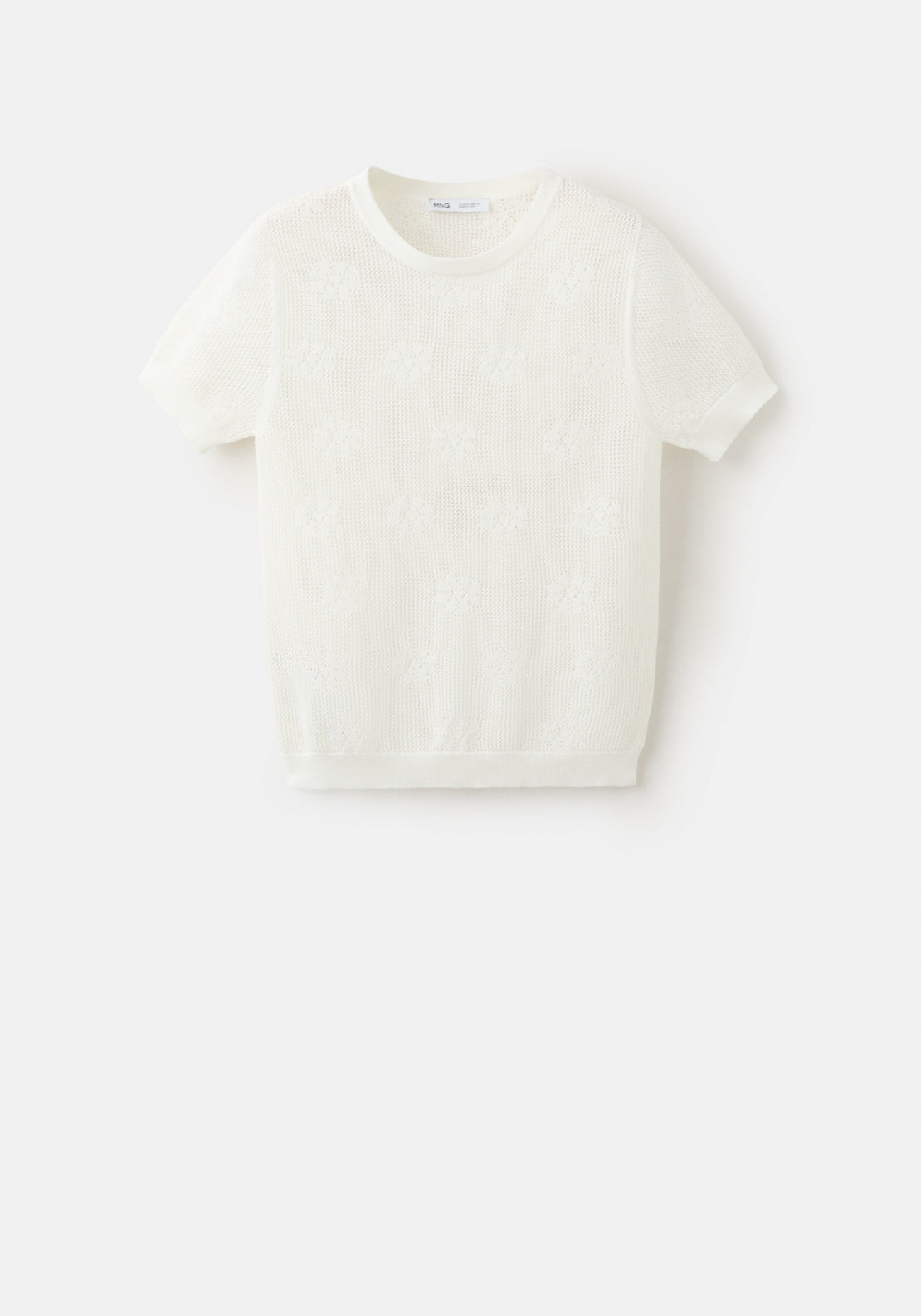 Semi Transparent Floral Crochet Sweater - White