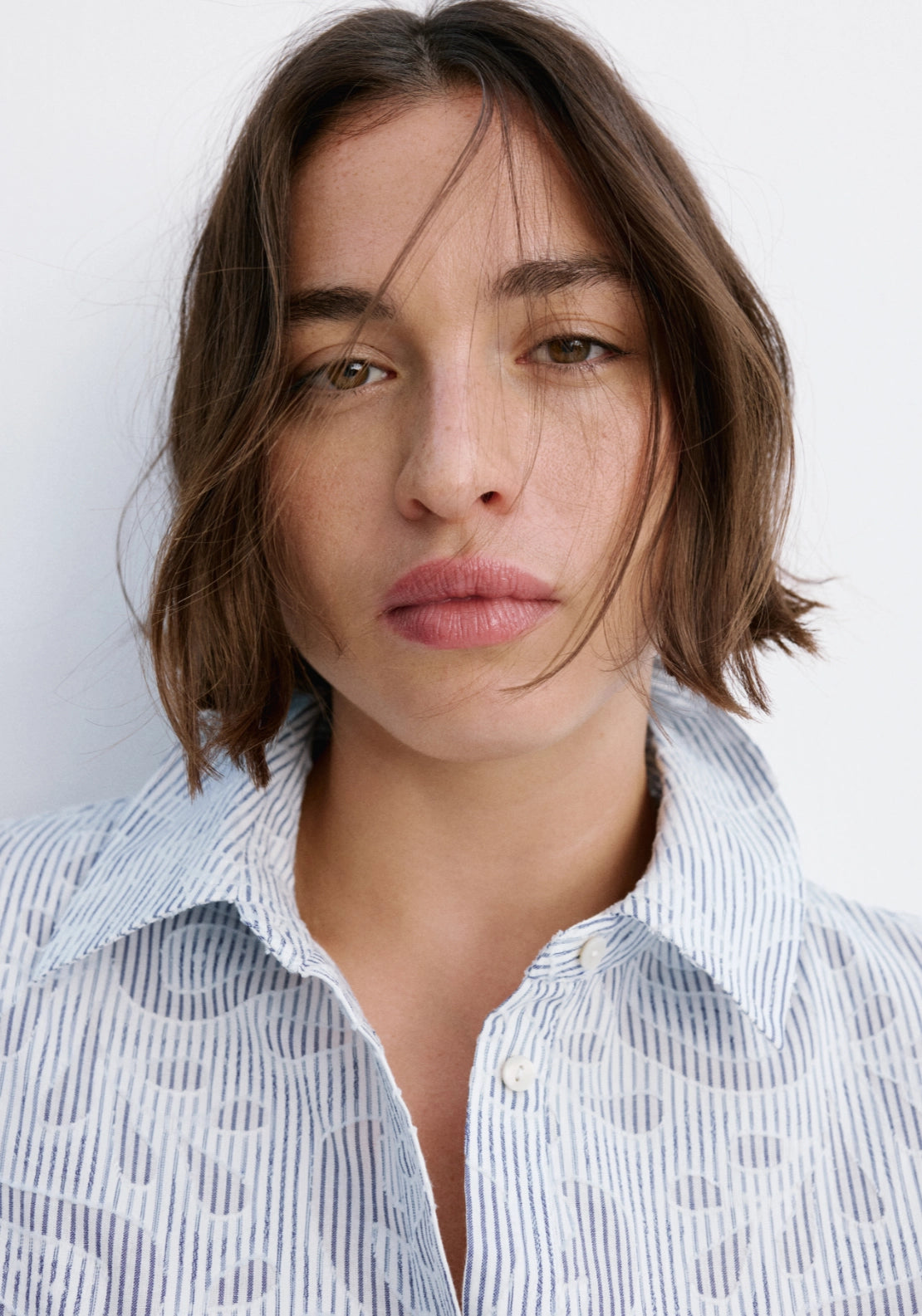 Striped Shirt With Embroidered Details - Blue